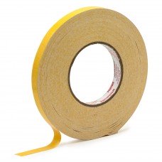 Біла двостороння стрічка/скотч (тканинна основа/жовтий папір) 15мм х 50м (13325)