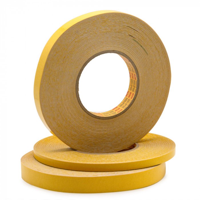 Біла двостороння клейка стрічка/скотч Bow Tape (ПВХ основа/папір підвищеної щільності) 4мм х 50м (MP380)